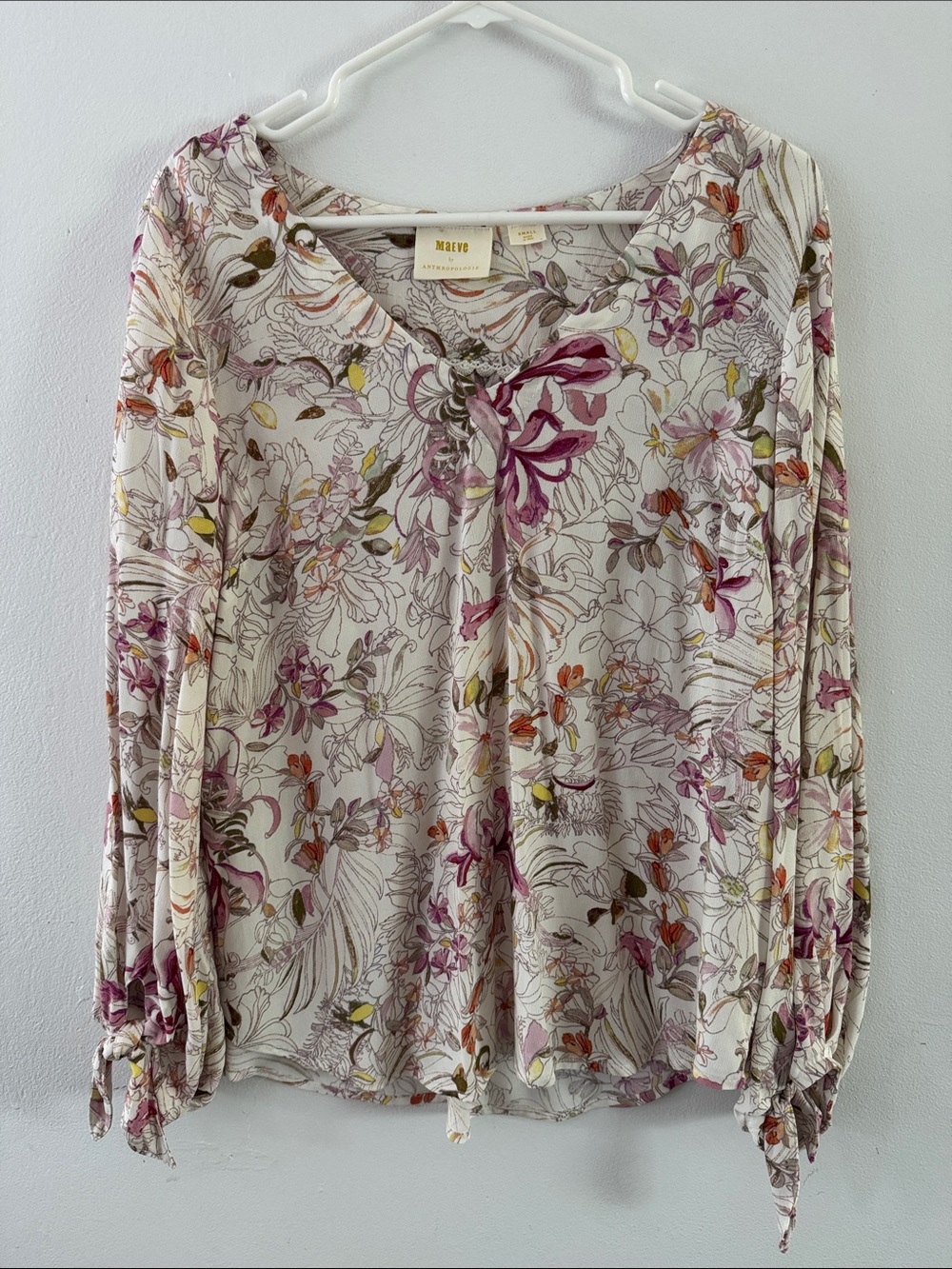 Maeve Cream Floral Blouse Sz S